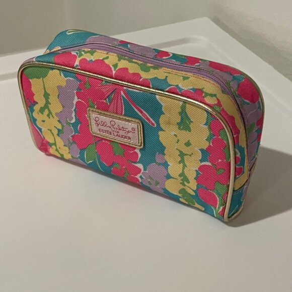PREPPY COQUETTE ESTEE LAUDER LILLY PULITZER MAKE UP BAG HOT PINK LILAC FLORAL - Picture 8 of 14